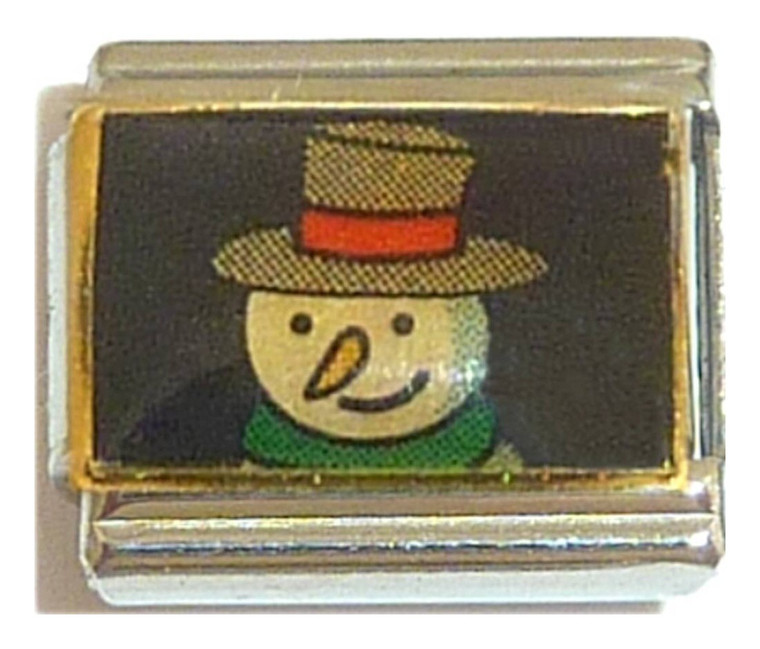 Snowman Green Scarf And Top Hat Italian Charm