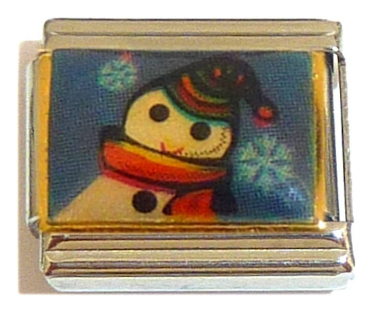 Snowman Colorful Hat And Scarf Italian Charm