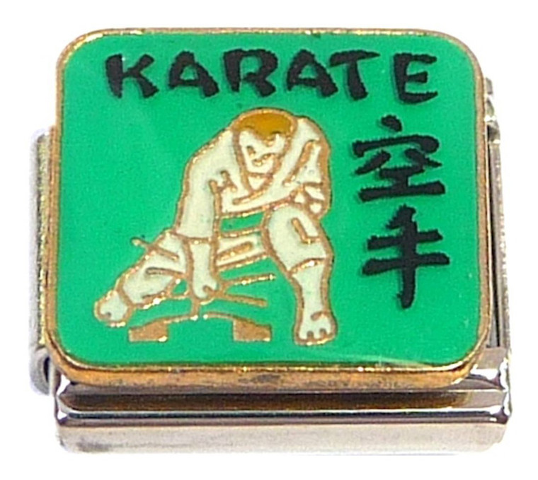 Karate On Green Italian Charm