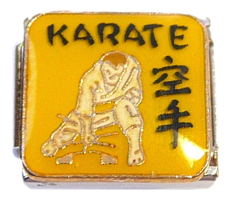 Karate On Yellow Italian Charm