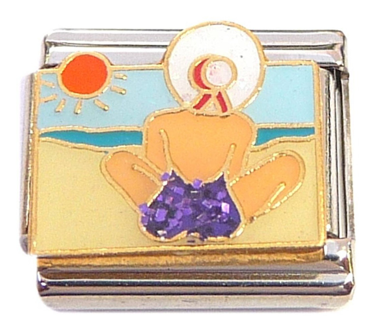 Woman In Purple Bathing Suit Italian Charm