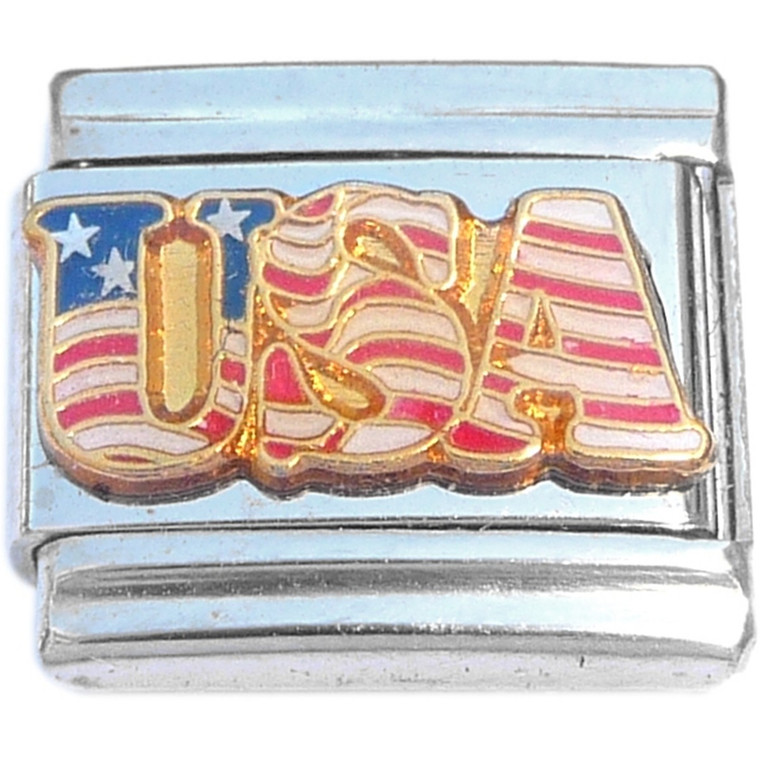 Patriotic USA Italian Charm