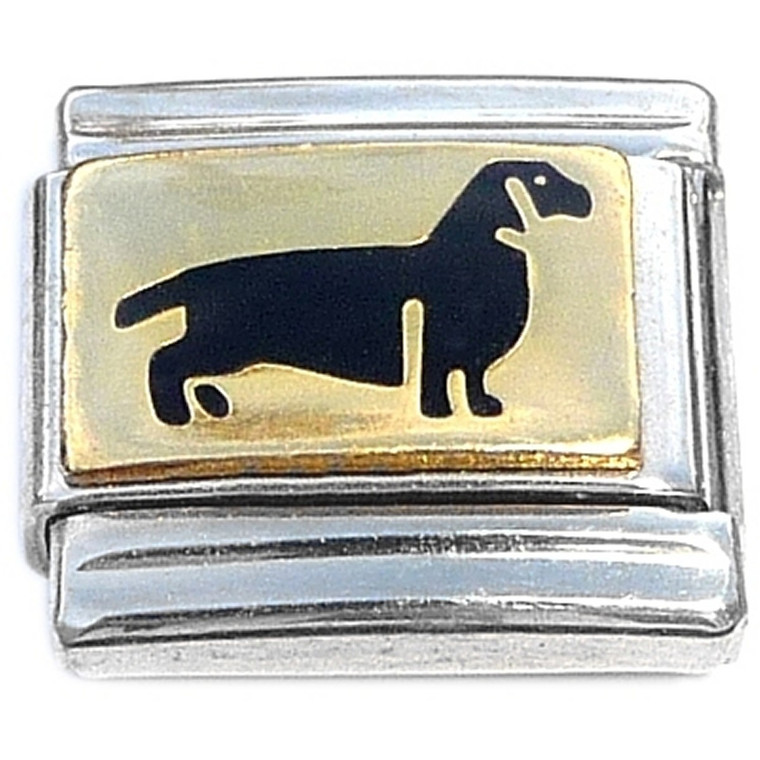 Dachshund Puppy Dog Goldtone Italian Charm