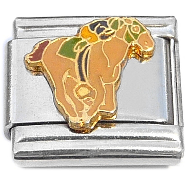 Racing Horse Back Rider Italian Charm