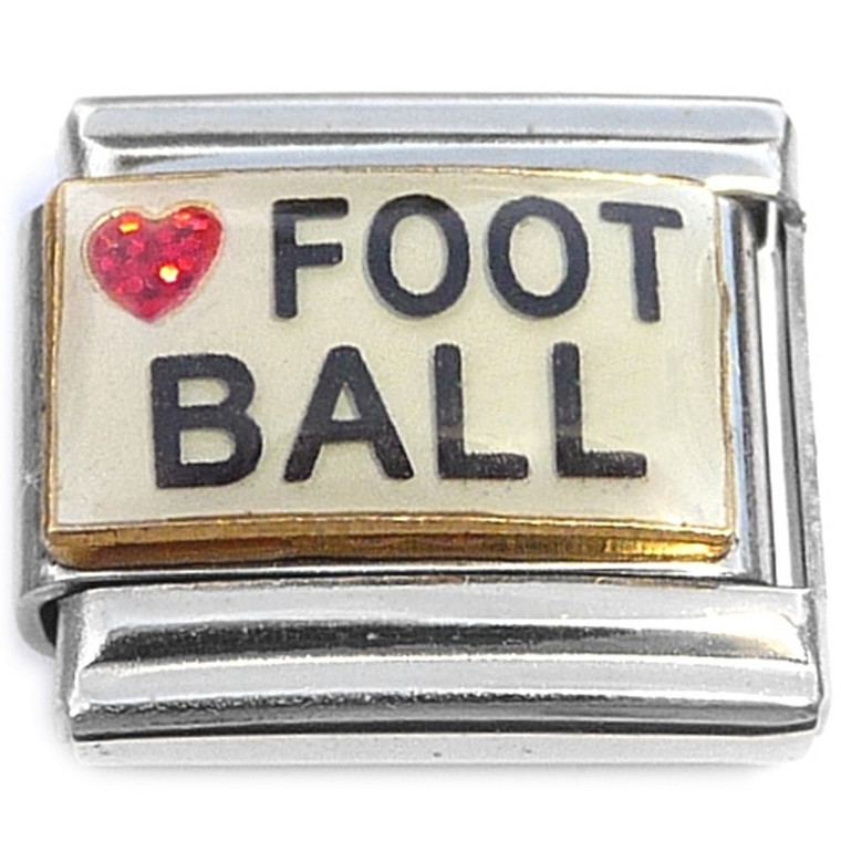 Heart Love Football Italian Charm