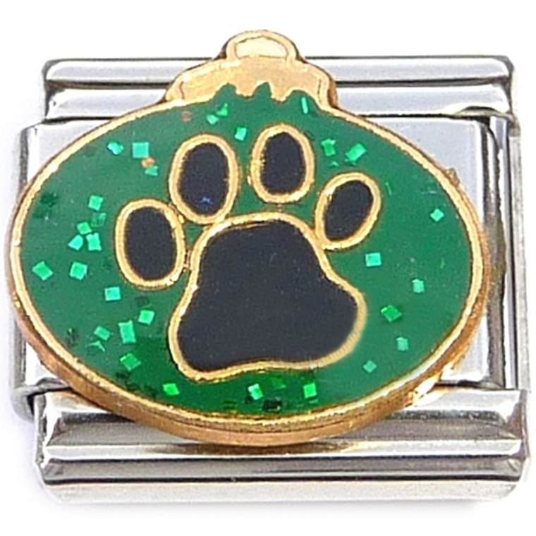 Paw Print on Green Ornament Italian Charm
