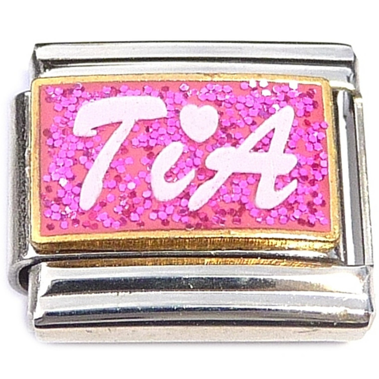 Tia Pink Glitter Italian Charm