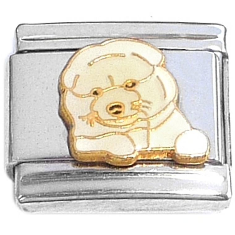 Cute White Puppy Dog Italian Charm