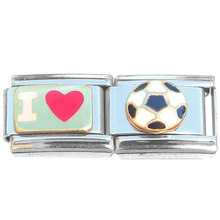 I Love Soccer Double Italian Charm