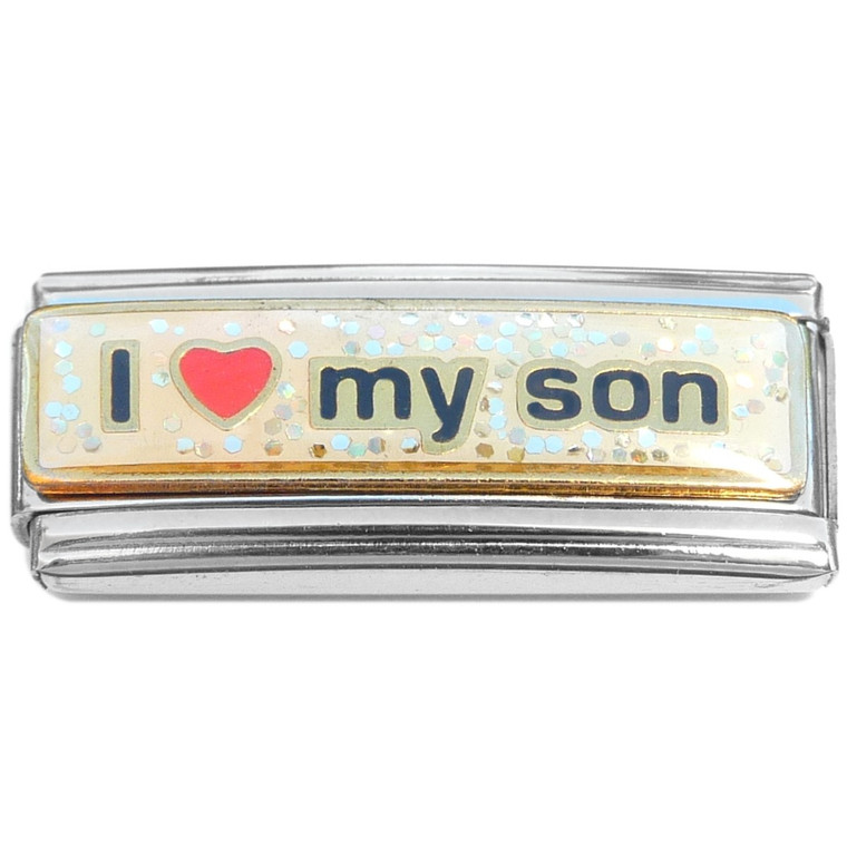 I Love My Son Glitter Superlink Italian Charm