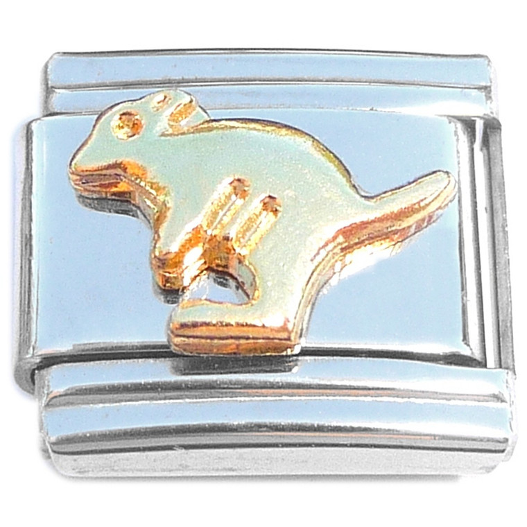 Kangaroo Jumping Gold Italian Charm