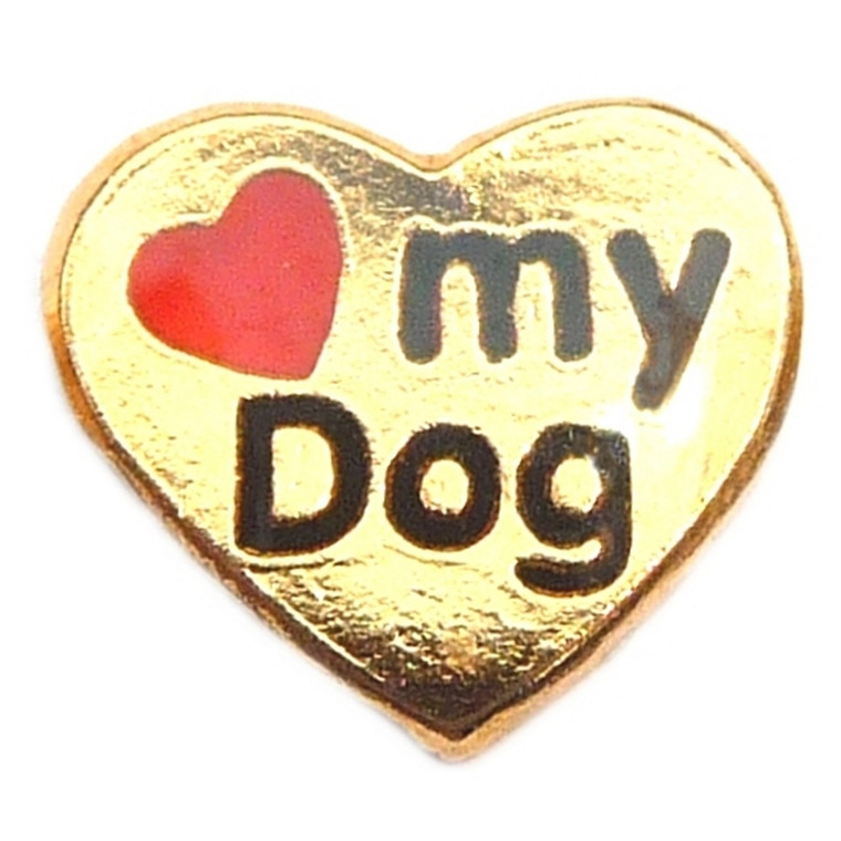 Love My Dog Goldtone Floating Locket Charm