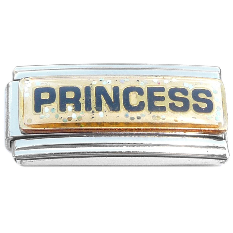 Princess White Glitter Superlink Italian Charm