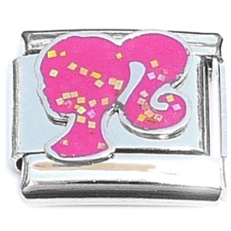 Cute Pink Barbie Silhouette Italian Charm