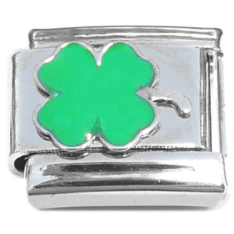 Green Four Leaf Clover Italian Charm