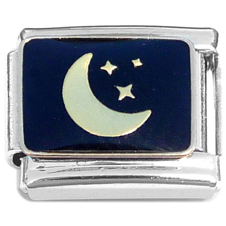 Moon Stars Black Sky Italian Charm