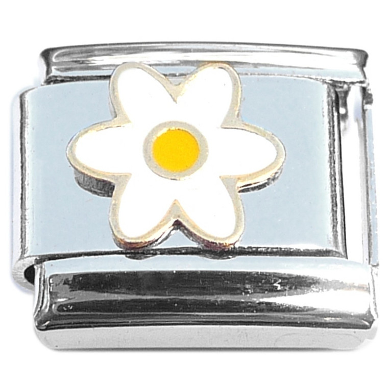 Diasy White Flower Yellow Center Italian Charm