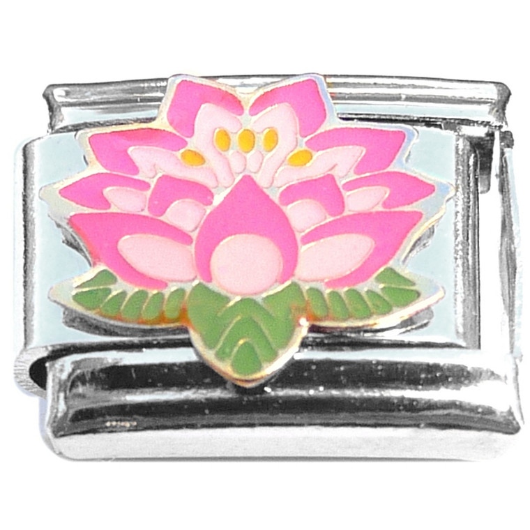 Pink Blooming Lotus Flower Italian Charm