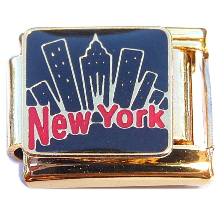 New York Skyscrapers Goldtone Italian Charm