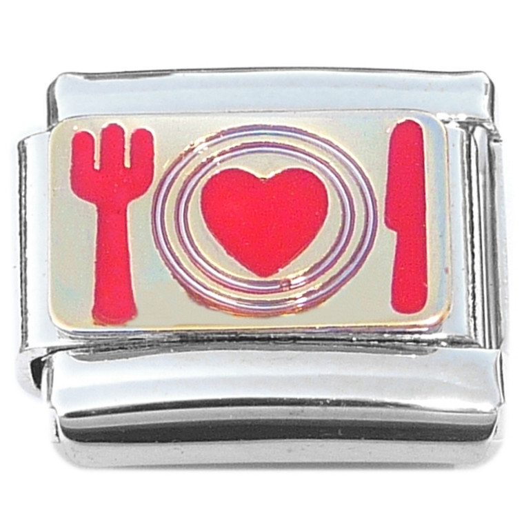 Love Food Plate Silverware Italian Charm