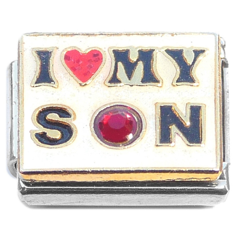 I Love My Son Red Bling Italian Charm