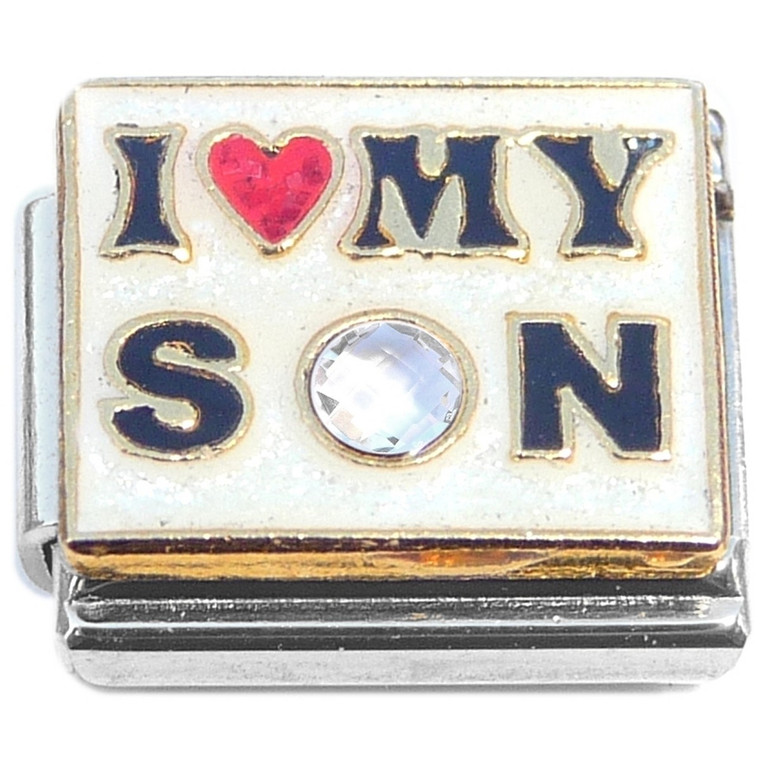 I Love My Son Clear Bling Italian Charm