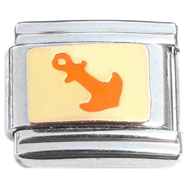 Ship Boat Anchor Orange Italian Charm