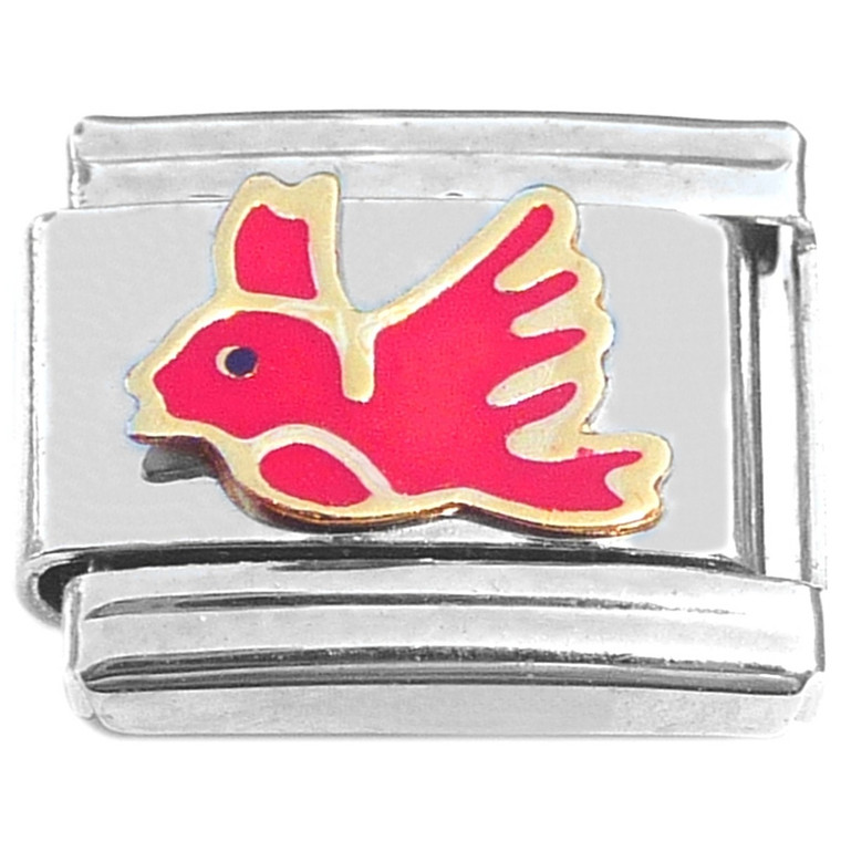 Bird Flying Red Italian Charm