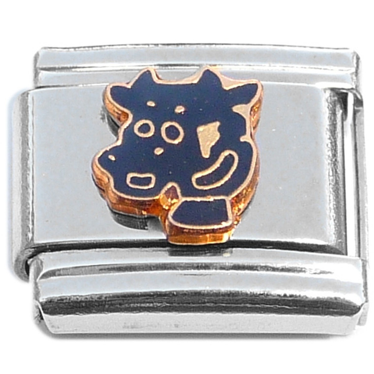 Cute Cow Head Black Italian Charm