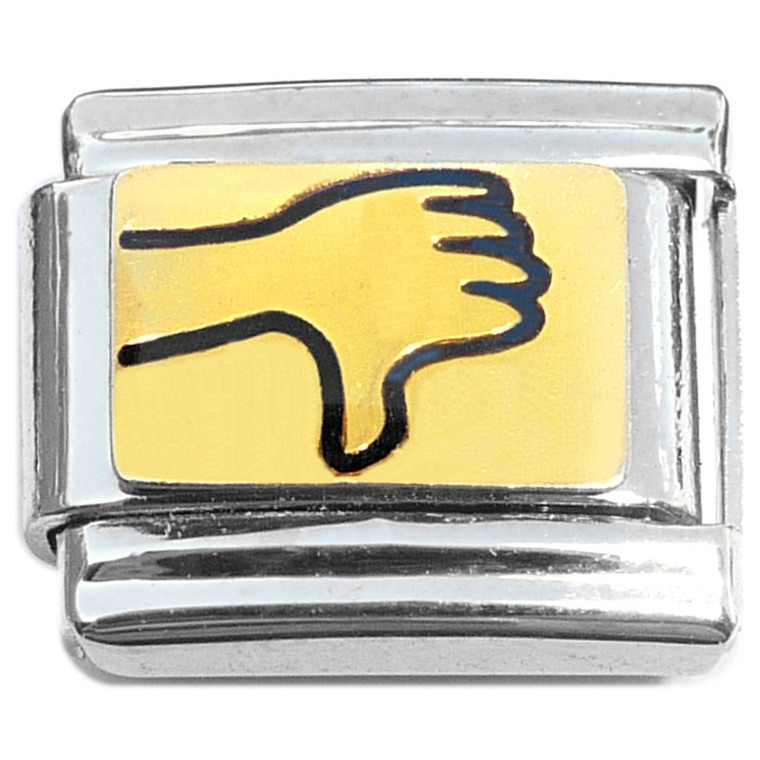 Thumbs Down Hand Sign Black Italian Charm