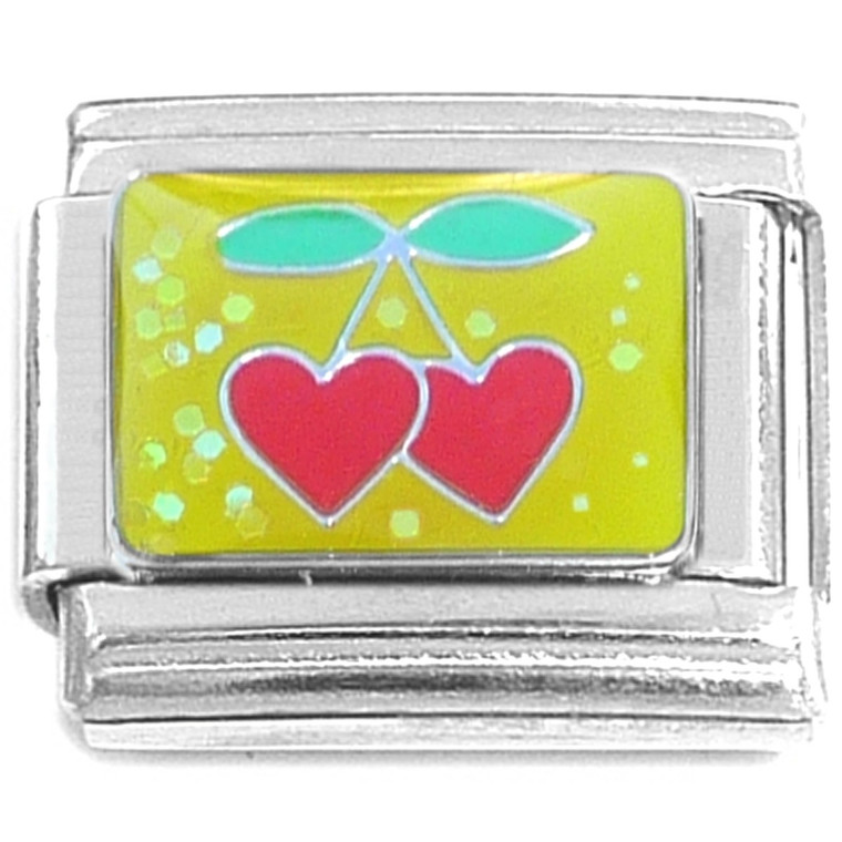 Cherry Heart Pair Italian Charm