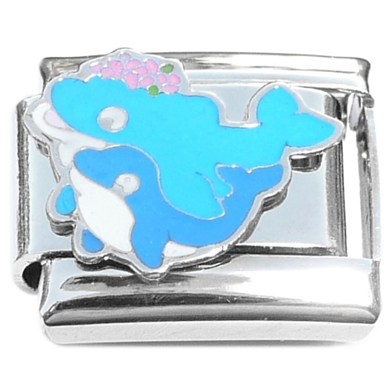 Dolphin Mom Baby Ocean Italian Charm