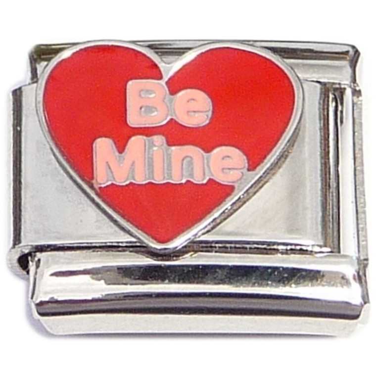 Be Mine Red Slanted Heart Italian Charm
