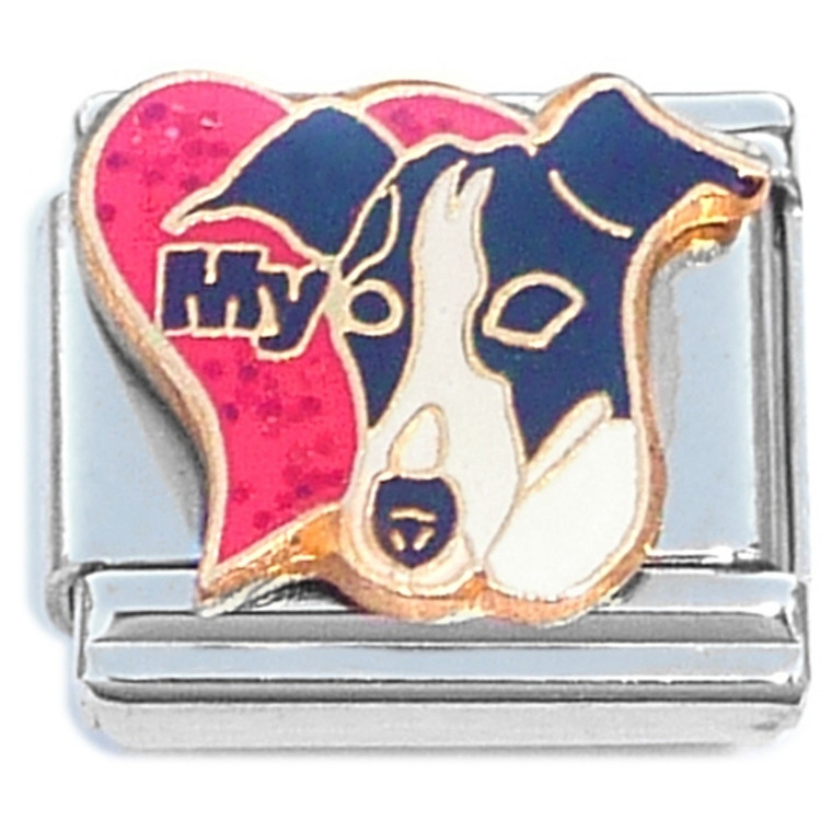 Love My Greyhound Red Heart Dog Italian Charm