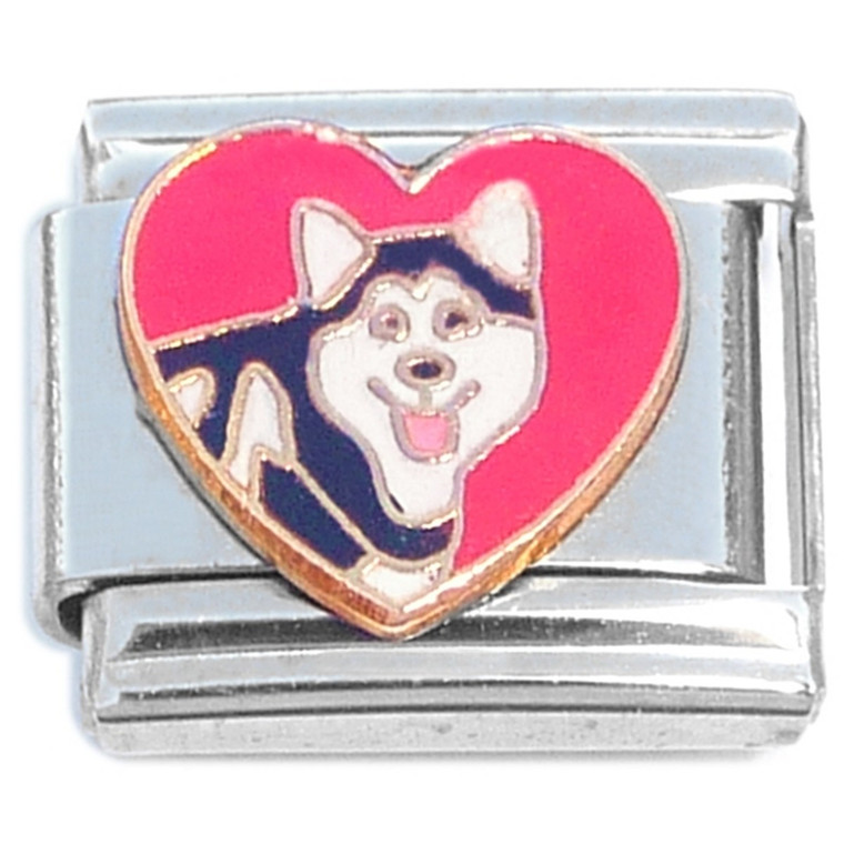 Husky Red Heart Dog Italian Charm