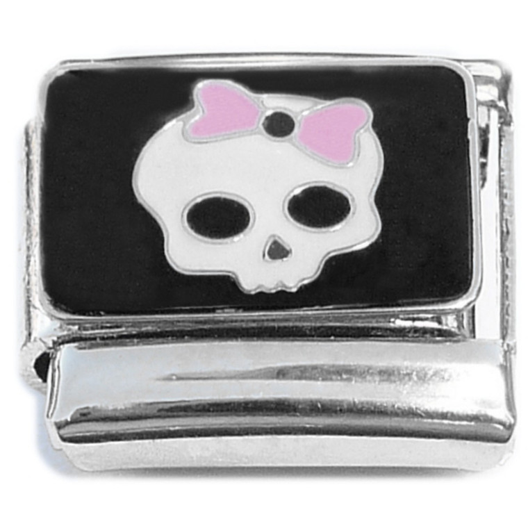 Skull Pink Bow Italian Charm