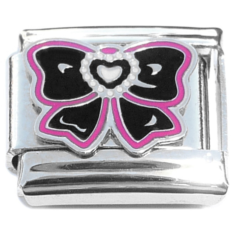 Black Pink Bow Italian Charm