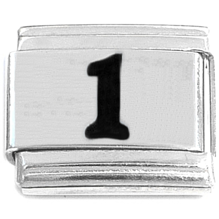 Number One Black 1 Italian Charm