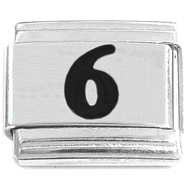 Number Six Black 6 Italian Charm