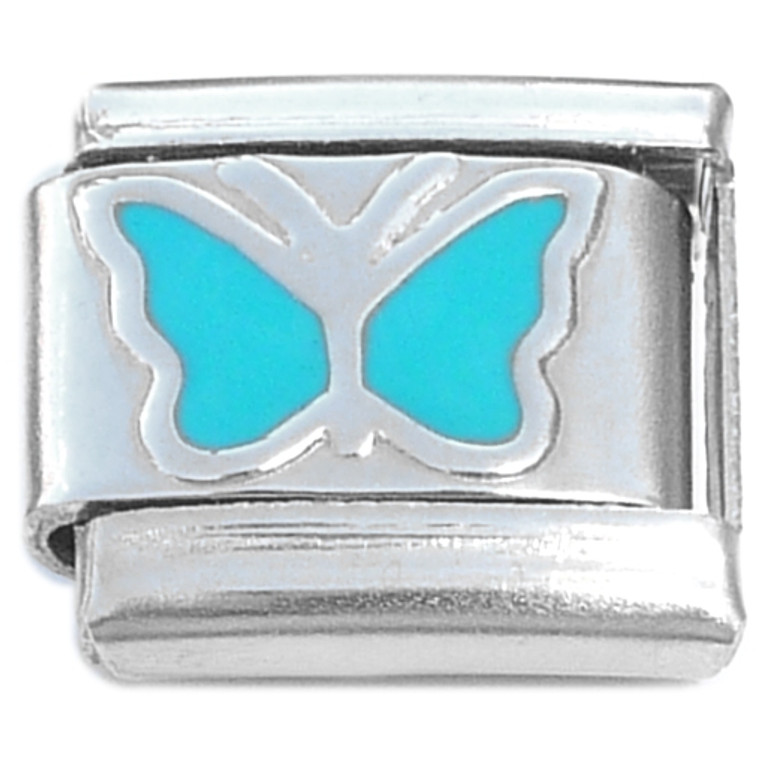 Teal Butterfly Wings Italian Charm