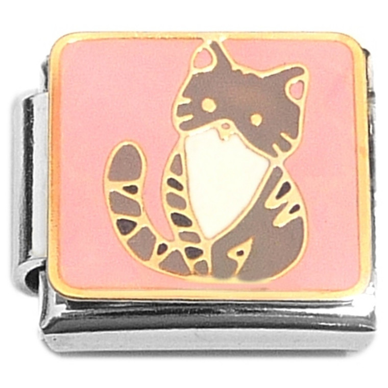 Cute Kitten Cat White Belly Italian Charm