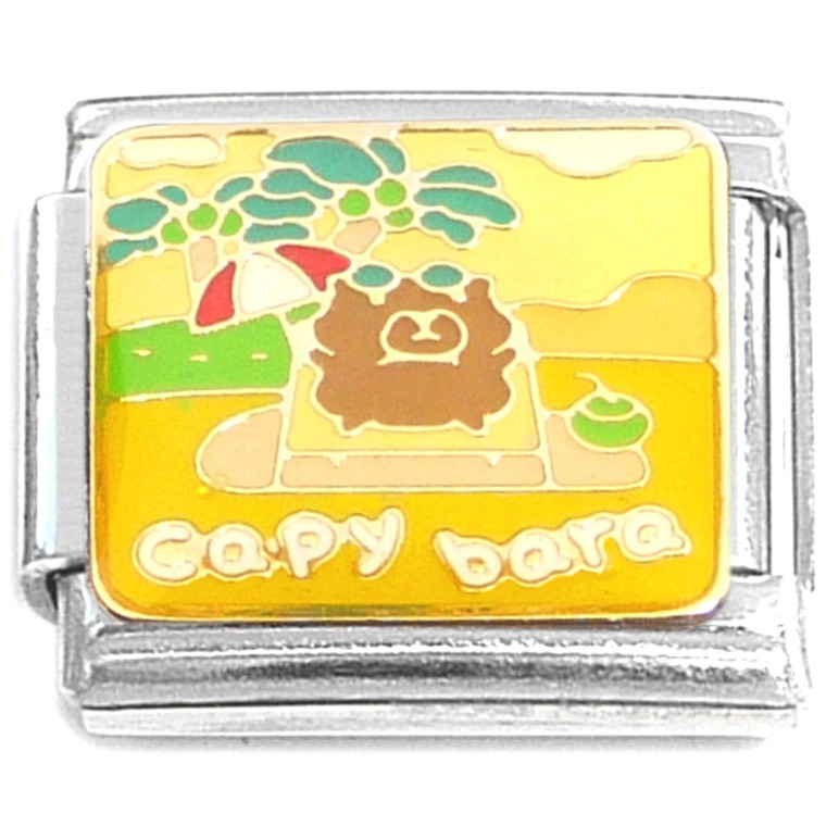 Capybara Lounging Beach Umbrella Italian Charm