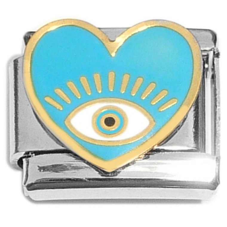Evil Eye Protection Light Blue Heart Italian Charm