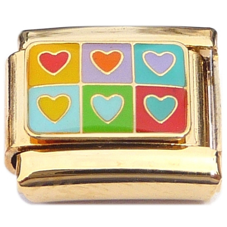 Assorted Hearts Gold Base Italian Charm