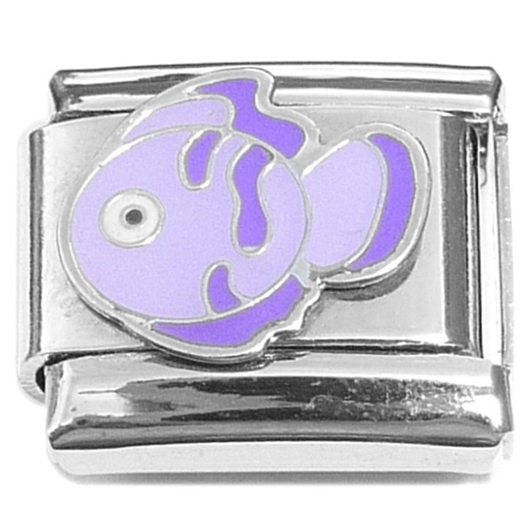 Cute Purple Fish Swimming Italian Charm