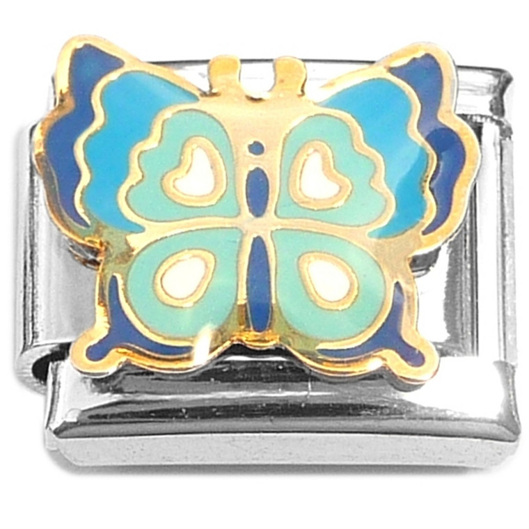 Multicolor Navy Medium Light Blue Butterfly Italian Charm