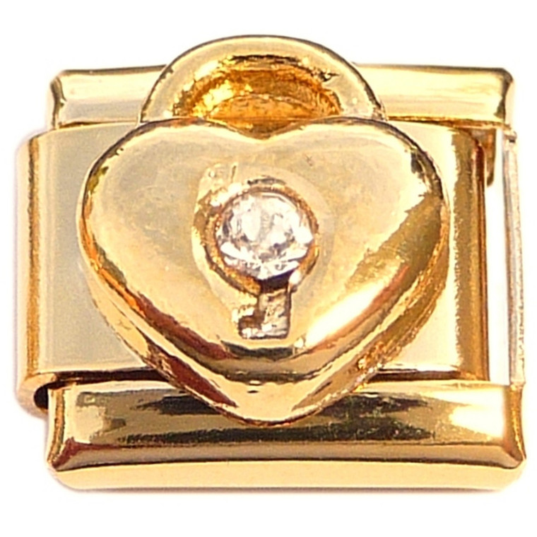 Heart Lock Gold Base Italian Charm