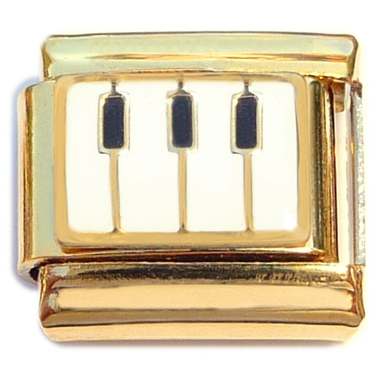 Music Piano Keys Gold Base Italian Charm