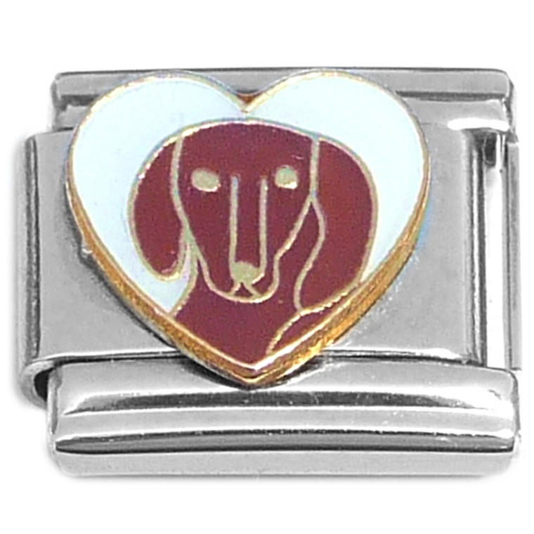 Doxie Dachshund White Heart Italian Charm