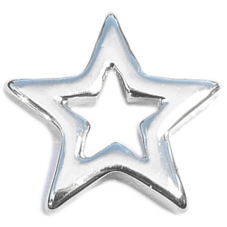 Silvertone Open Star Floating Locket Charm